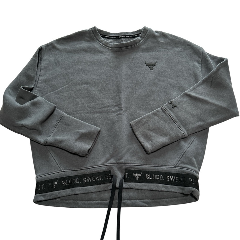 Under Armour Project Rock Cropped Dark Gray Crewneck Sweatshirt